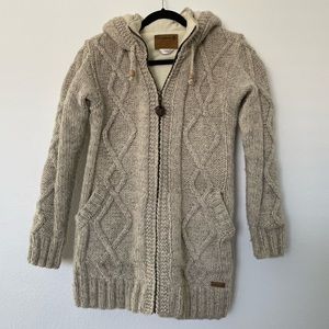 Laundromat Wool Sweater Fleece Lined  w/Zipper Hood & Pockets